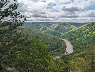 The New River winding through forested ridges